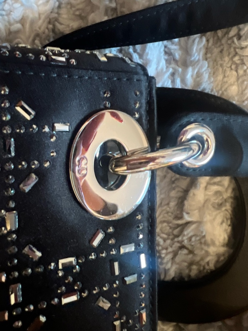 Mini Lady Dior Bag Black Strass Cannage Satin - Picture 6 of 11